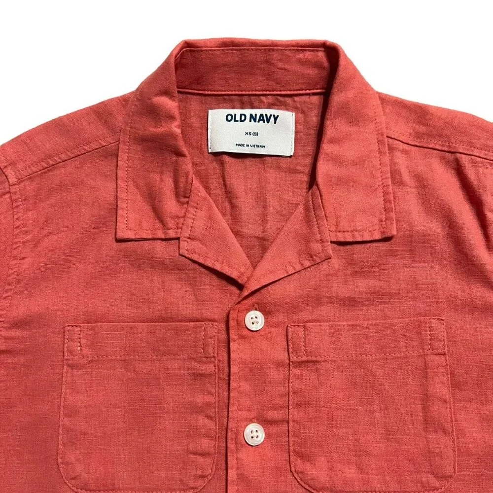 Old Navy XS (5) Salmon Linen Button Up Shirt